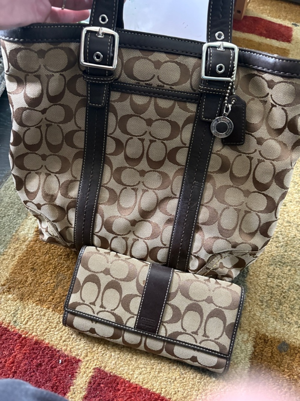 Coach Original Signature Canvas Tote With Wallet